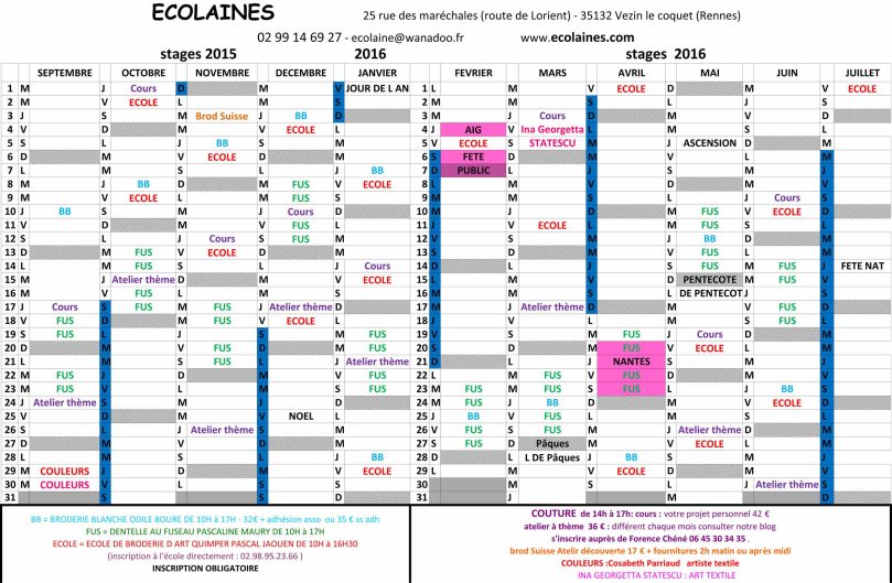 Cours et stages 2015-2016